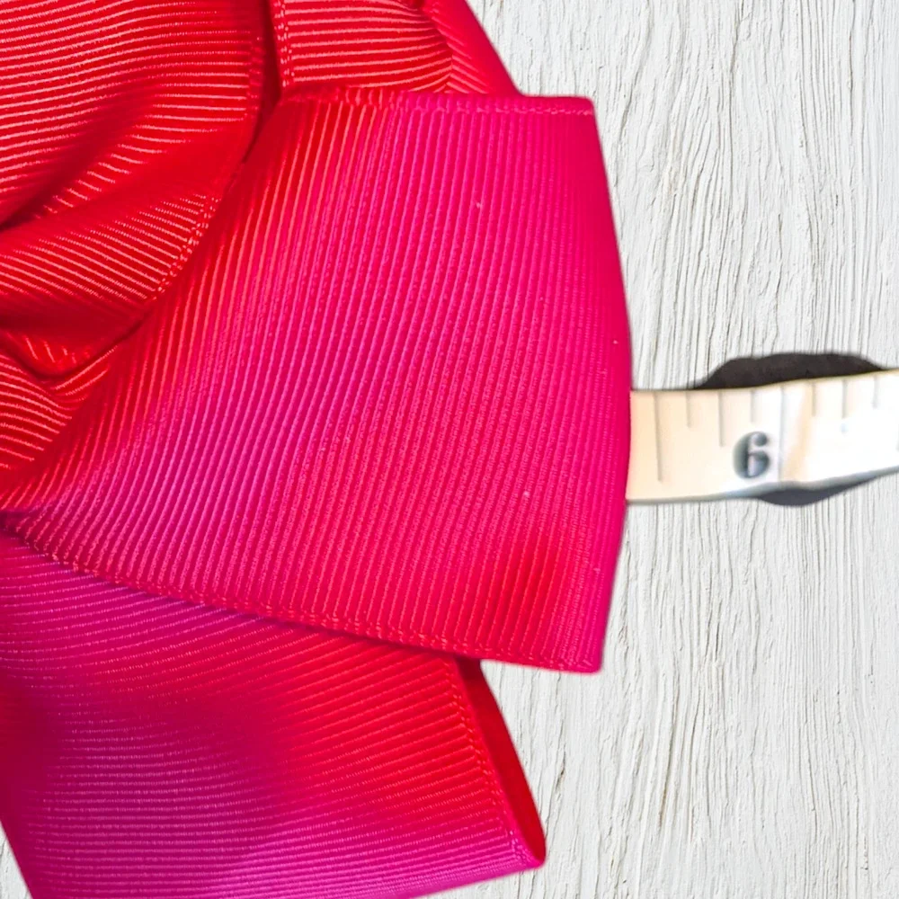 Bright Pink Large Grosgrain Hair Bow Alligator Clip 5.5